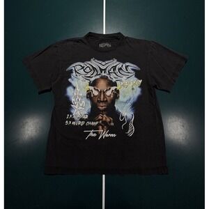 Dennis Rodman Graphic T shirt Mens Medium Chicago Bulls "The Worm" Black Flames